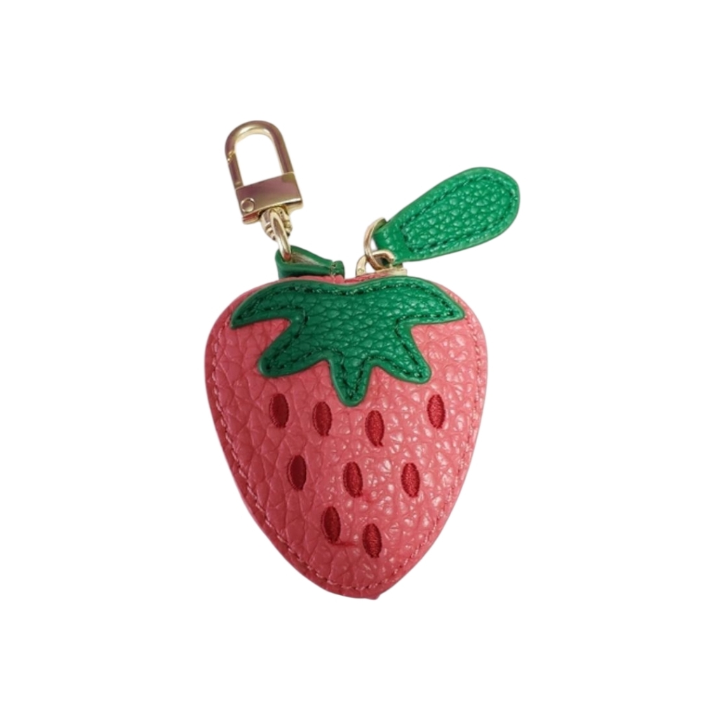 Adorable Mini Strawberry Charm Coin Purse Keychain